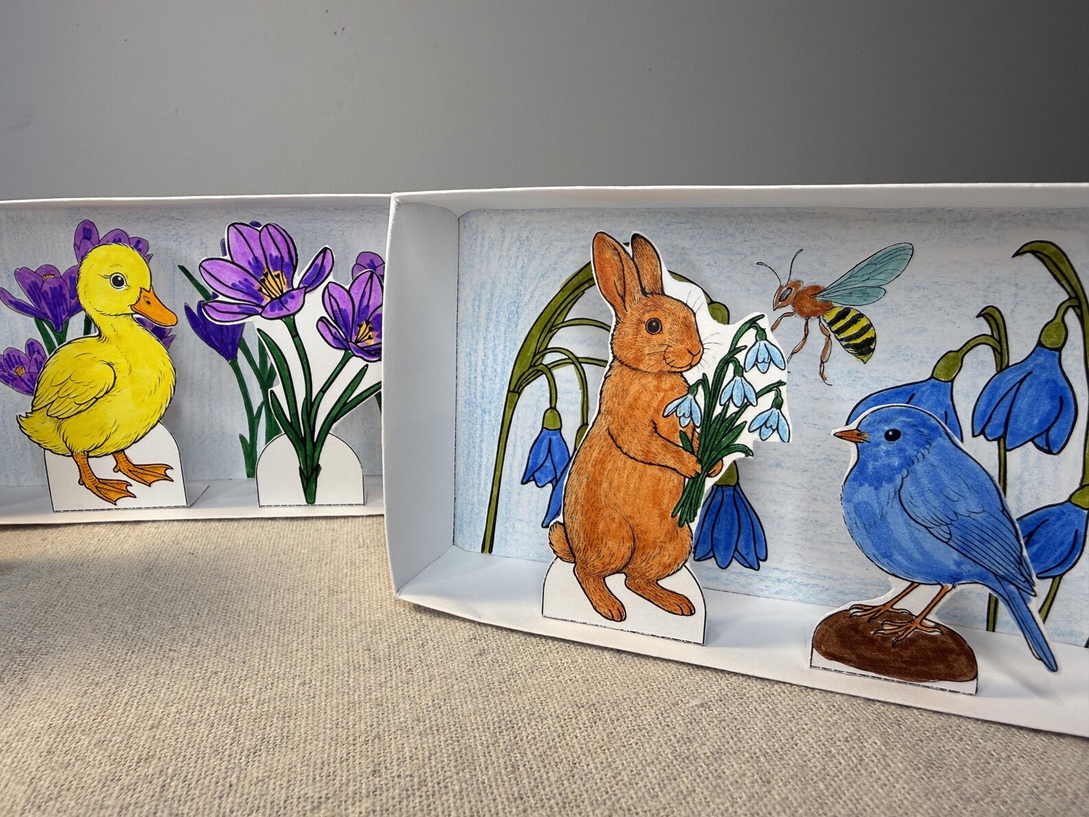 Spring Scene Box Craft, Coloring Diorama, Matchbox, Mini World, Art ...