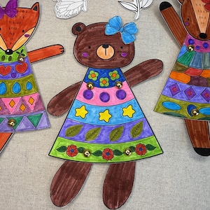 Articulated Woodland Dress-up Paper Dolls, DIY Kids Craft, Spring Pretend Play, Art Project, Kit, Holiday, Toy, Puppet, Cut, Color, Playset