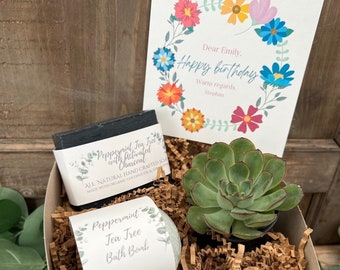Happy Birthday Gift Box / Birthday Wishes / Plant Gift Box / Care Package / Spa Gift Box / Succulent Gift Box