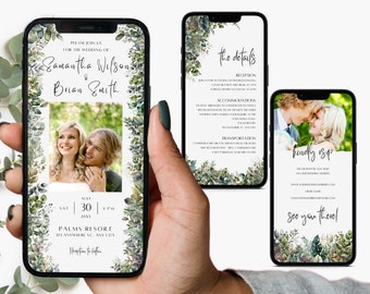 Eucalyptus Digital Wedding Invitation Template: E-Invite (Digital Download)