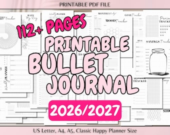 Agenda imprimable Bullet Journal : habitudes, humeur, suiveurs de pixels (téléchargement numérique)