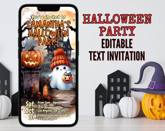 Halloween Party Text Invitation, Halloween, Digital Invitation, Editable Invitation, Electronic Invite, Phone Invite, Evite, Halloween Evite