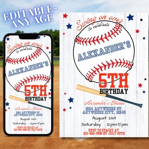 Invitación de béisbol, invitación de cumpleaños editable, invitación de béisbol, fiesta de béisbol, invitación deportiva, cumpleaños de béisbol para niños, fiesta deportiva