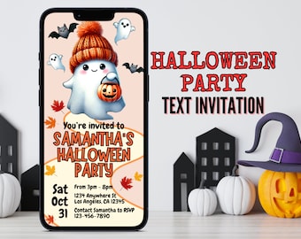 Halloween Party Text Invitation, Halloween, Digital Invitation, Editable Invitation, Electronic Invite, Phone Invite, Evite, Halloween Evite