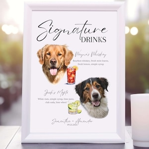 Custom Dog Signature Drink Menu Pet Signature Drink Sign Personalized Bar Menu Dog Drink Sign Pet Drink Menu Dog Cocktail Feature Drink Menu