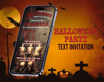 Halloween Party Text Invitation, Halloween, Digital Invitation, Editable Invitation, Electronic Invite, Phone Invite, Evite, Halloween Evite