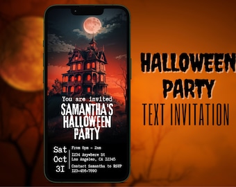 Halloween Party text invitation iphone invitation Halloween Party invitation smartphone Electronic Invite Halloween Party e vite party evite
