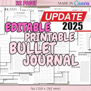 Editable Printable Bullet Planner Bujo Printables Bujo Spread Journal Bundle Journal Kit Bujo Template Bullet Journal 2024 Bullet Journal A4