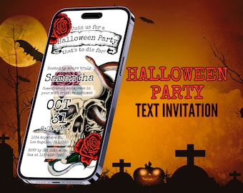 Halloween Party Invitation: Editable Digital Text Invite (Canva)