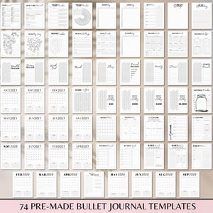 Editable Yearly Bullet Journal Templates Bujo US Letter A4 A5 Classic Planner Size Printable Daily Monthly Habit Mood Tracker Template Canva image 2
