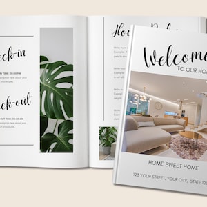 Plantilla de libro de bienvenida de Airbnb / Plantilla de guía para anfitriones de casas / Plantilla de Canva para bienes raíces / Plantilla de alquiler vacacional