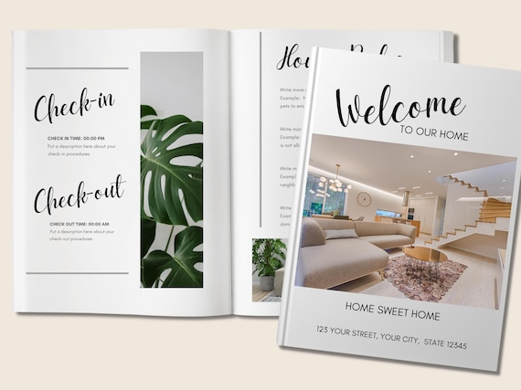Airbnb Welcome Book Template | House Host Manual Guidebook Template | Real Estate Canva Template | Vacation Rental Template