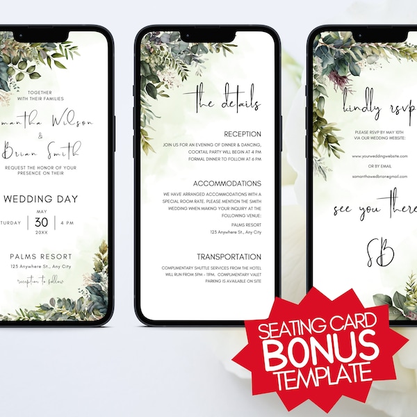 Digital Wedding Invitation, Online Invitation Template, Eco-Friendly E-Invite, Electronic Wedding Invitation, Digital Wedding Invite, DIY