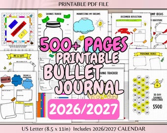 2026 Bullet Journal Printable Bujo Journal Pages Daily Week Month Planner Goal Tracker Financial Budget Templates Self Care Expense Trackers