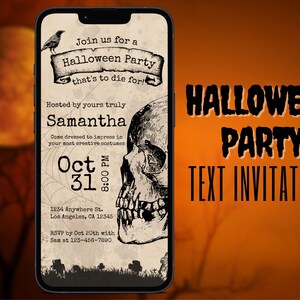 Halloween Party text invitation iphone invitation Halloween Party invitation smartphone Electronic Invite Halloween Party e vite party evite