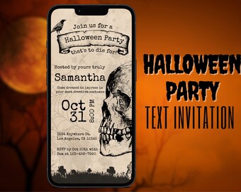 Halloween Party text invitation iphone invitation Halloween Party invitation smartphone Electronic Invite Halloween Party e vite party evite