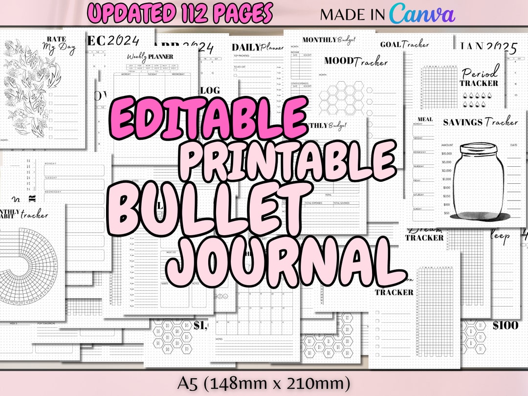 Editable Printable Bullet Planner Bujo Printables Bujo Spread Journal ...