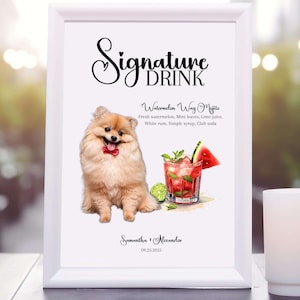 Custom Dog Signature Drink Menu Pet Signature Drink Sign Personalized Bar Menu Dog Drink Sign Pet Drink Menu Dog Cocktail Feature Drink Menu