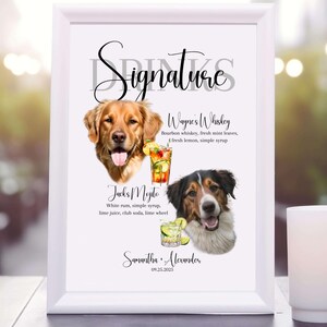 Custom Dog Signature Drink Menu Pet Signature Drink Sign Personalized Bar Menu Dog Drink Sign Pet Drink Menu Dog Cocktail Feature Drink Menu