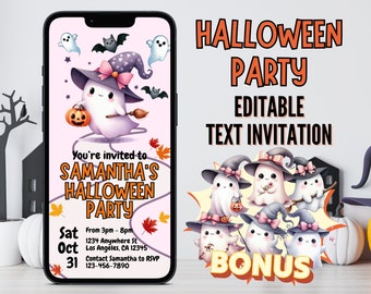 Kids Halloween Party, Text Invitation, Halloween, Digital Invitation, Editable Invitation, Electronic Invite, Phone Invite, Halloween Evite