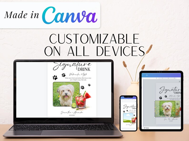 Editable Pet Drink Menu Template, Pet Signature Cocktail Sign, Dog