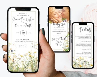 Digital Wedding Invitation Online Invitation Template Eco-Friendly E-Invite Electronic Wedding Invitation Wildflower Digital Wedding Invite