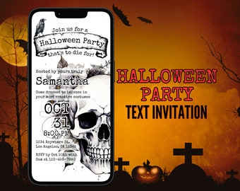 Halloween Party Text Invitation, Halloween, Digital Invitation, Editable Invitation, Electronic Invite, Phone Invite, Evite, Halloween Evite