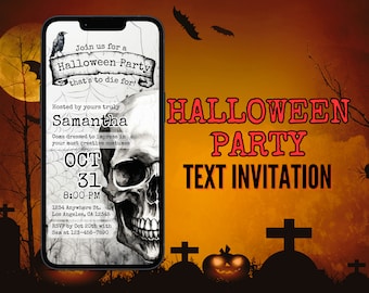 Halloween Party Text Invitation, Halloween, Digital Invitation, Editable Invitation, Electronic Invite, Phone Invite, Evite, Halloween Evite