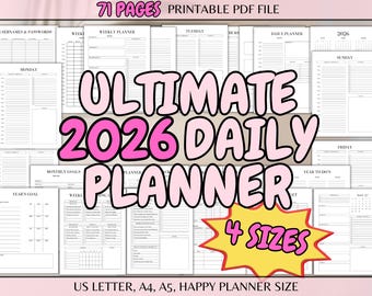 2026-2027 Daily Planner,Printable Pages,US Letter,A4,A5,Goal Setting,Budgeting,Meal Planning,Workout Tracker,Productivity,Intentional Living