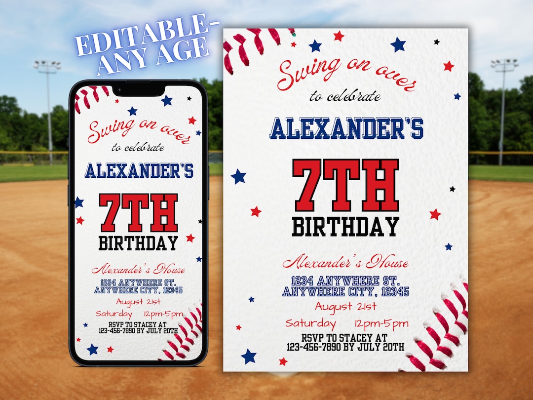 Baseball Invitation, Editable Birthday Invitation, Baseball Invite ...