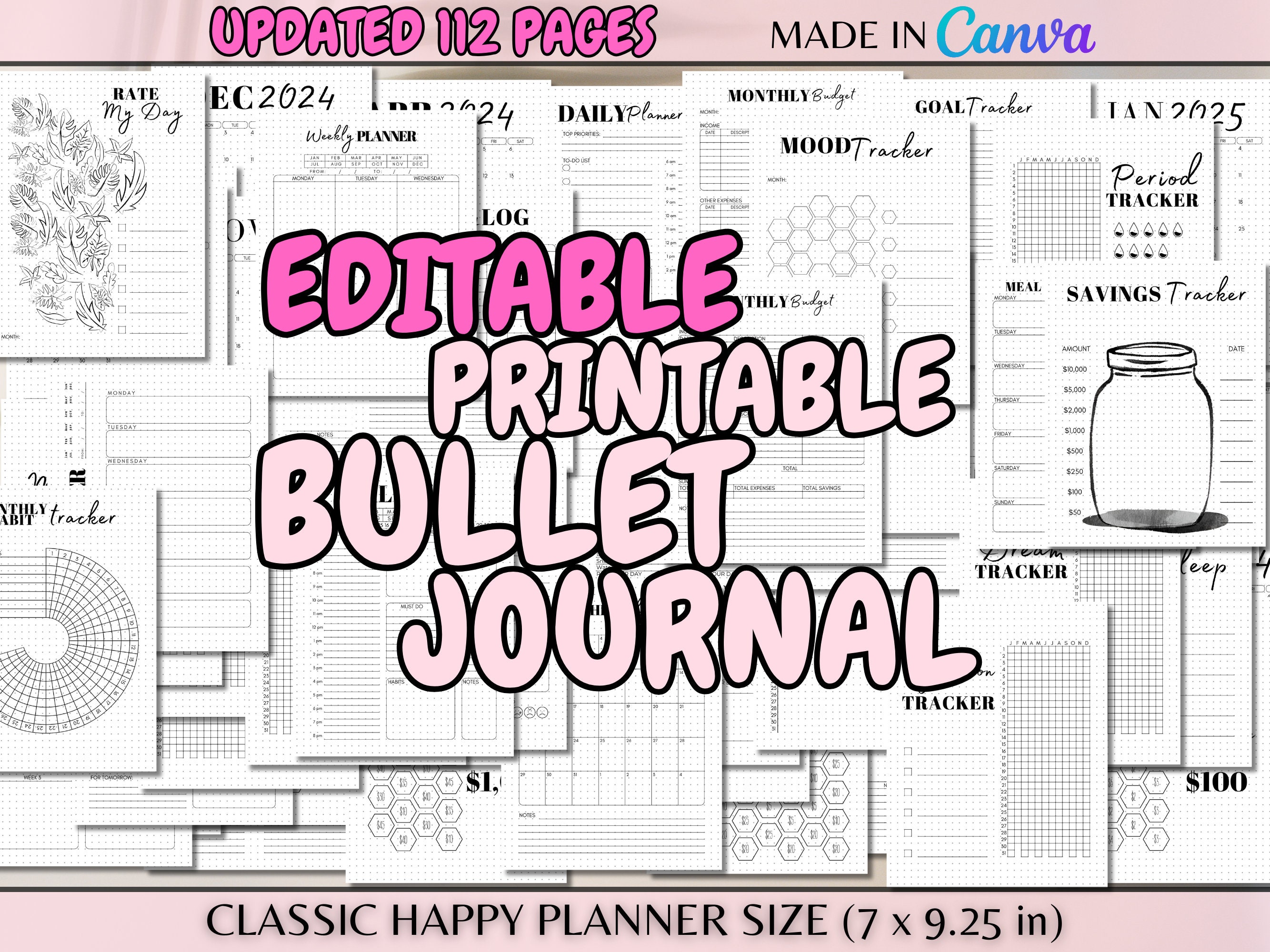 Editable Printable Bullet Planner Bujo Printables Bujo Spread Classic ...
