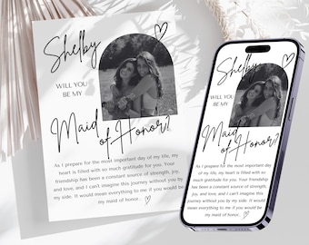 Maid of Honor Proposal, Editable Bridesmaid Proposal Printable Text message template, Bridesmaid Proposal Card, Will You Be My Maid of Honor