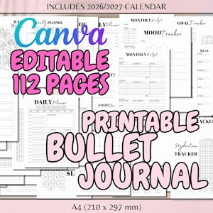 Bullet Journal Planer Bujo Printables Bujo Spread Journal Bundle Journal Kit Bujo Vorlage Bullet Journal 2026 Bullet Journal A4