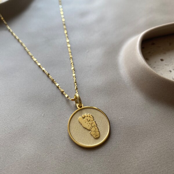 Baby Footprint Necklace, Personalized Baby Feet Pendant, Gift for New Mom, Gift for Her, Jewelry, Holiday Gift for Mother