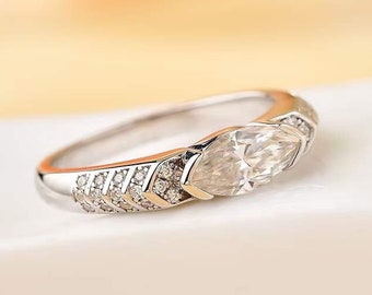 Auge des Horus Moissanit Ring in 925 Silber | Jubiläum Ring | Versprechen Ring | Solitär Ring Geschenk für sie Zusteckring | Geschenk für Frau