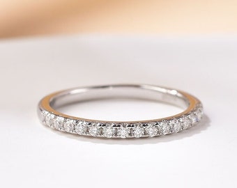 Moissanite Engagement Ring 925 Sterling Silver | Half Eternity Band With the Finest white  D color VVS | Wedding Band | Gift for her