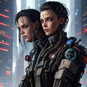 Cyberpunk Game Art Fantasy Digital Art downloadable poster wall clip art . Download and print.