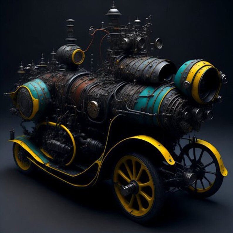 Steampunk Car Digital Art Download Wall Art Home Decor Printable Poster ...