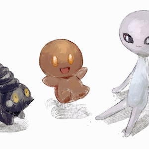 Bald Hatterene Whimsicott Burmy 4x6 Mini Impressão Cartão Postal Pokémon