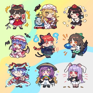 Touhou Vinyl Sticker Sheet | Reimu, Yukari, Aya, Remilia, Rin, Okuu Utsuho, Iku, Byakuren, Reisen,