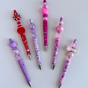 Colorful Beaded Valentines Day Pen, Luxury Pens, Cute Pens, Colorful Pens, Journaling Pens, Unique Pens, Office Supplies, Cute Desk Decor,