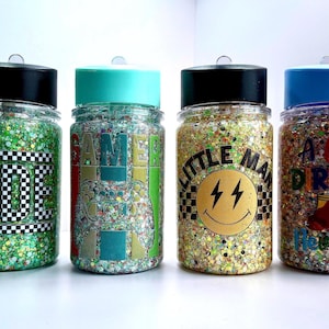 Kids Sparkly Snow Globe Water Bottle: Boys Fidget Sensory Gift