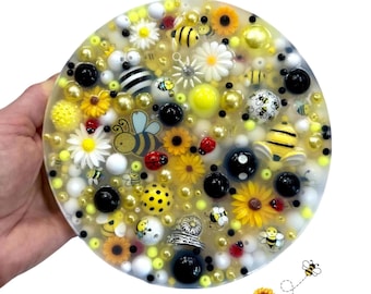 Honey Bee Reusable Picky Pad, Large Bead Picking Pad For Stress and Anxiety, Skin Picking and Pimple Popping Toy, Multisensory Fidget Toy
