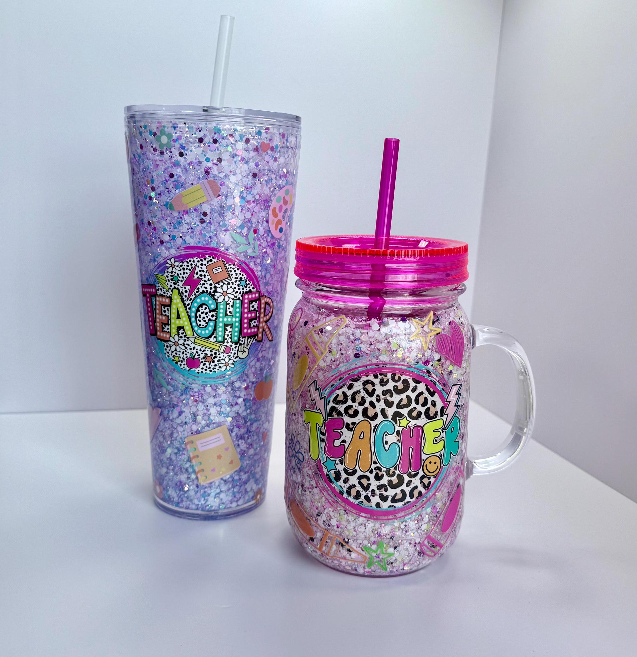 Teacher Snow Globe Tumbler, Teacher Appreciation Day, Glitter