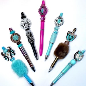 Colorful Rhinestone Cowgirl Pens - Western Beaded Design, Unique Luxury Writing Pens,  Journaling Pens, Bible Study Pens, Beaded Accessories