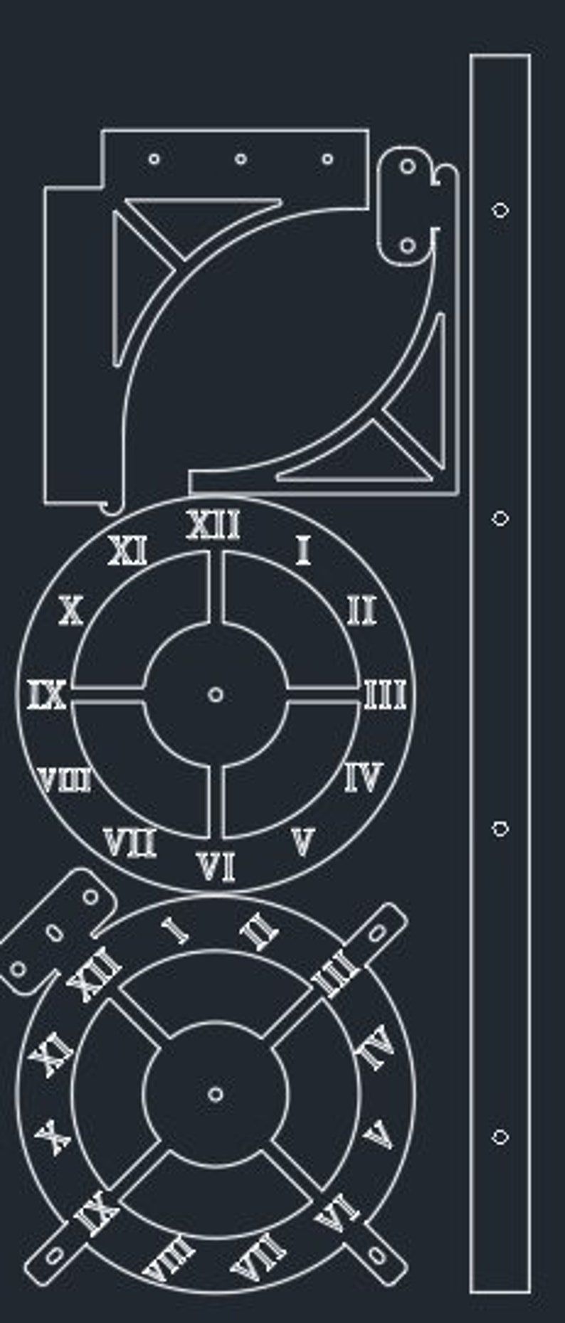 Circular Double Sided Industrial Wall Clock - Printable PDF, DXF, SVG ...