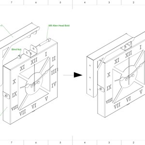 Square Double Sided Industrial Wall Clock - Printable PDF, DXF, SVG ...