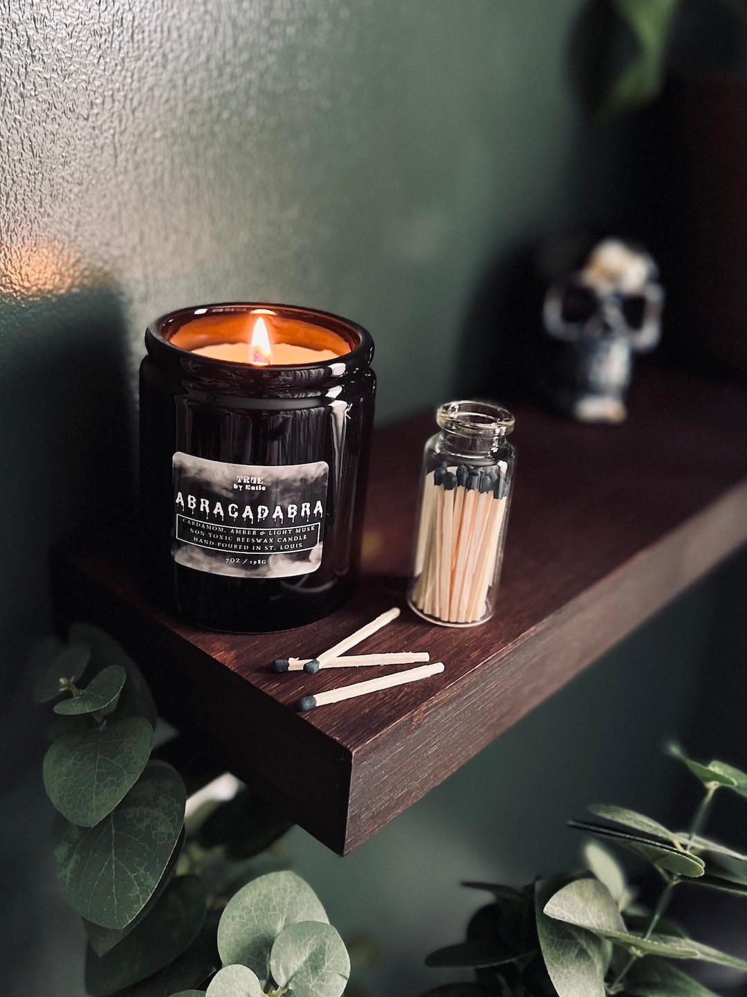 Abracadabra Beeswax Candle Crackling Wood Wick Ceramic Jar With Lid Nontoxic Scented Candle