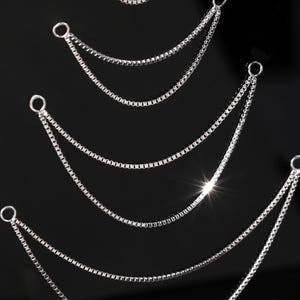 14K Solid White Gold Double Layer Chain Attachment, Draping Box Chain Piercing, Helix Lobe Cartilage Convertible Chain Connector
