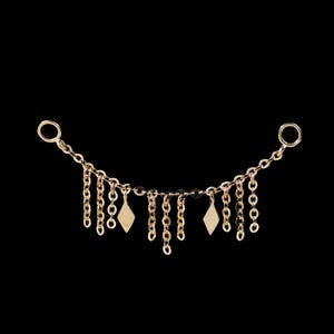 14K Solid Gold Dangle Kite Chain Earring Attachment, Gold Kite Conch Helix Piercing Chain, Industrial Cartilage Nose Dangle Connector Chain